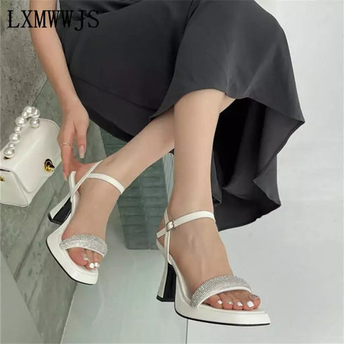Square Toe Muller Rhinestone Sexy Heel
